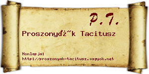 Proszonyák Tacitusz névjegykártya